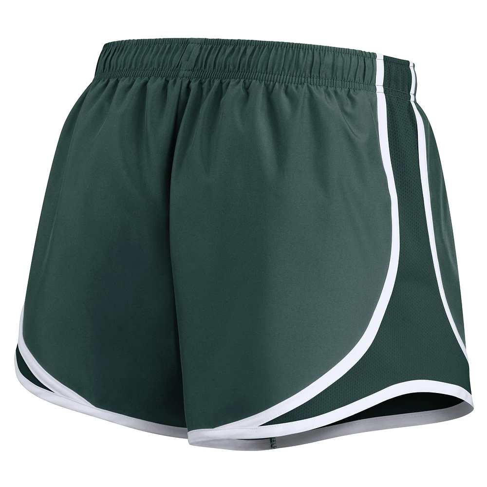 Short Nike Michigan State Spartans Primetime Tempo Performance vert pour femme