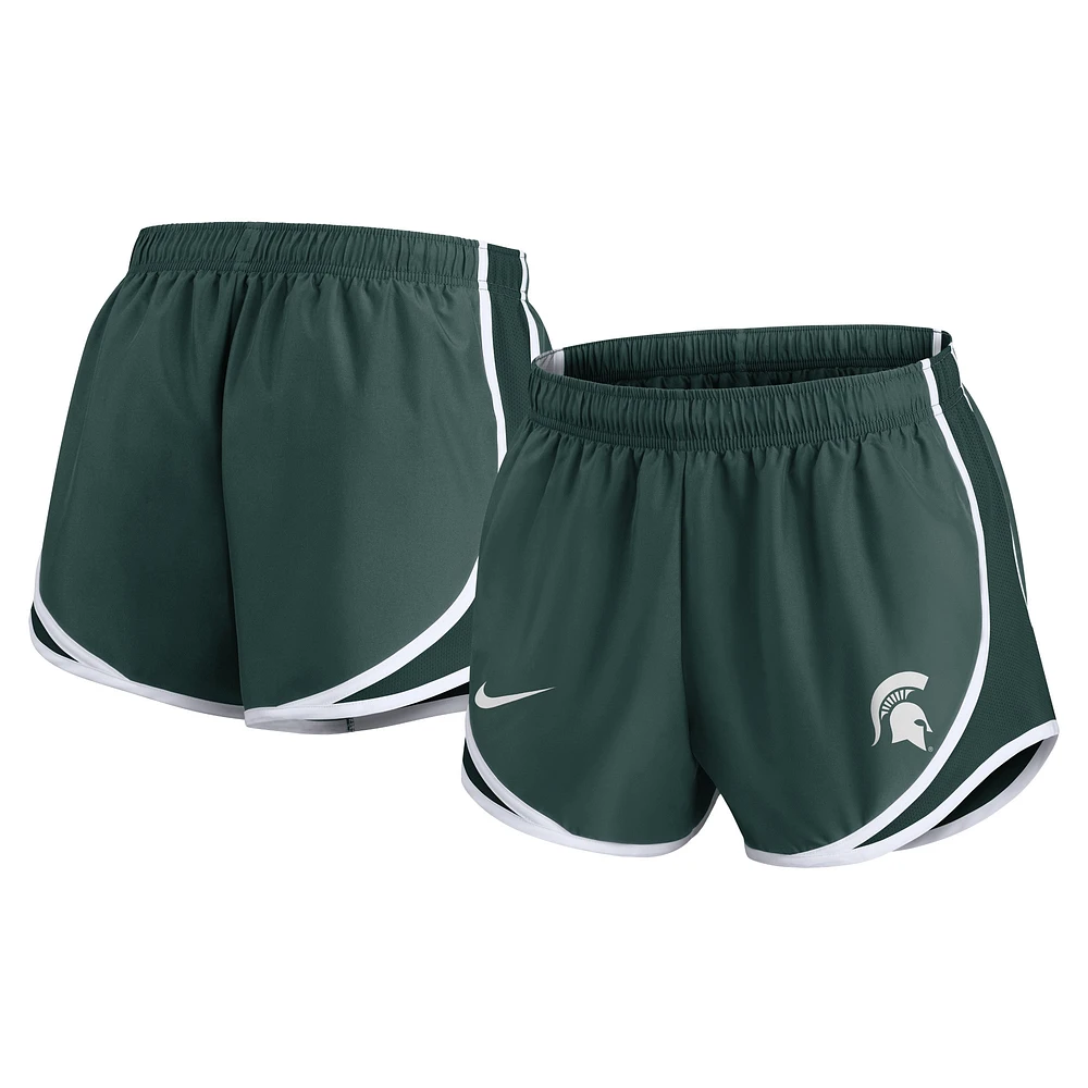 Short Nike Michigan State Spartans Primetime Tempo Performance vert pour femme