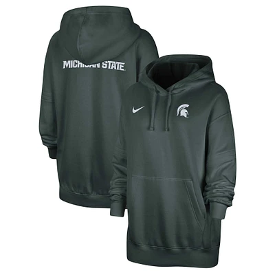 Women's Nike Green Michigan State Spartans Sideline Two-Hit Club Fleece Pullover Hoodie