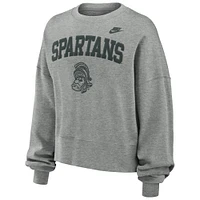 Sweat-shirt classique surdimensionné Nike Michigan State Spartans gris chiné pour femme