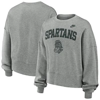 Sweat-shirt classique surdimensionné Nike Michigan State Spartans gris chiné pour femme