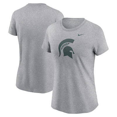 Women's Nike Heather Gray Michigan State Spartans Primetime Logo T-Shirt