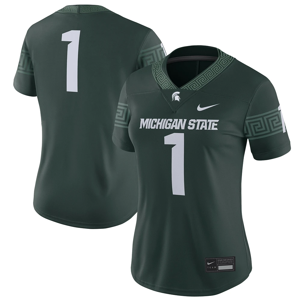 Maillot de match football Nike #1 Michigan State Spartans pour femme, vert