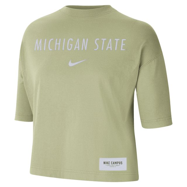 T-shirt droit délavé Nike Michigan State Spartans Earth Tones pour femme