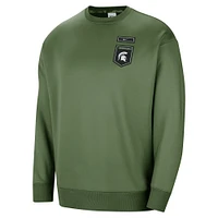 Women's Nike Olive Michigan State Spartans Military Collection All-Time Performance Crew Pullover Sweatshirt