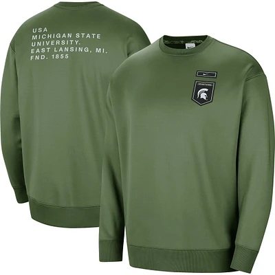 Sweat-shirt à enfiler Nike Olive Michigan State Spartans Military Collection All-Time Performance Crew pour femme