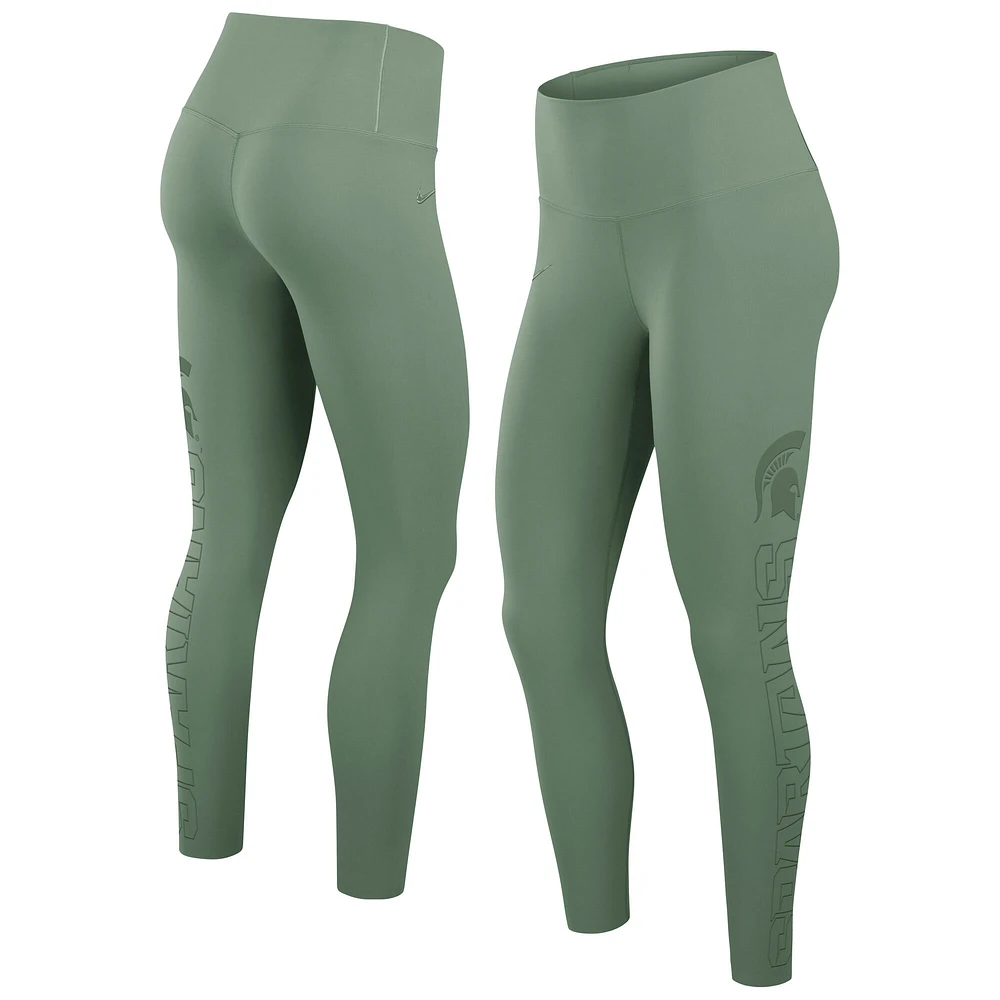 Women's Nike Sage Green Michigan State Spartans Zenvy Performance Leggings