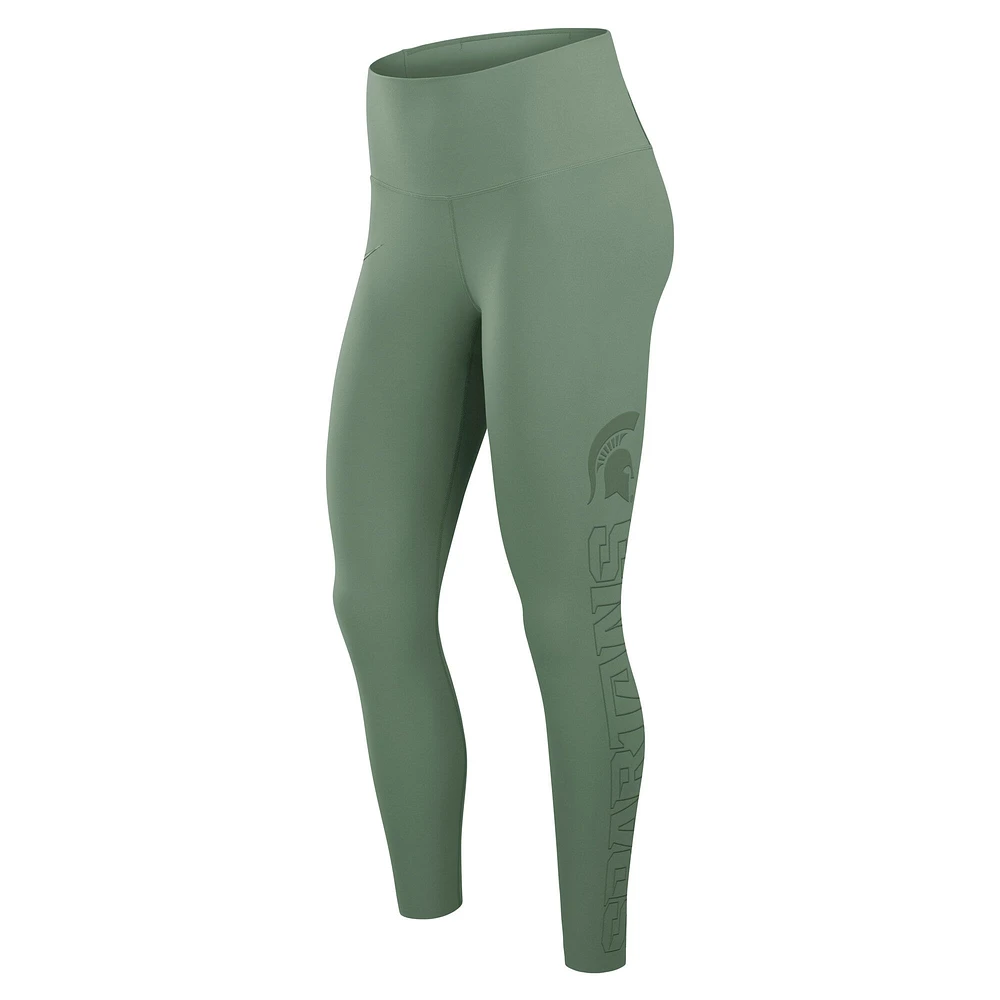 Women's Nike Sage Green Michigan State Spartans Zenvy Performance Leggings