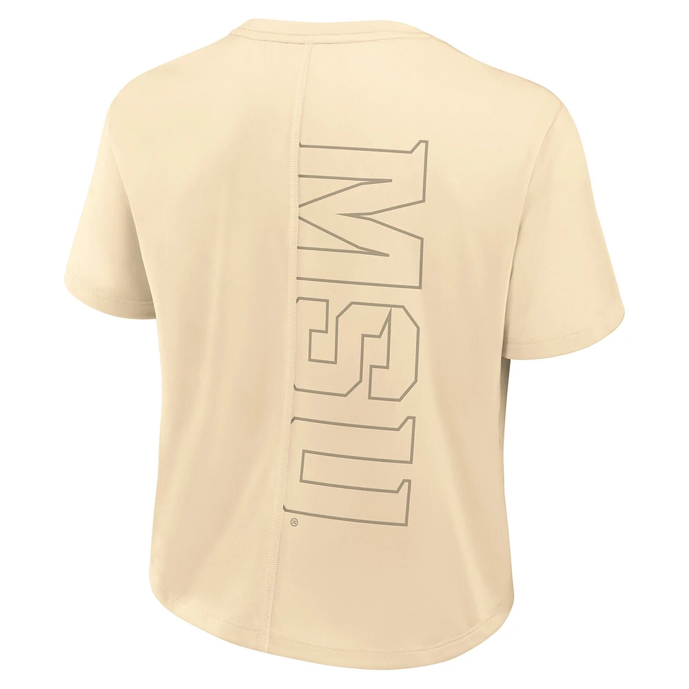 Women's Nike Tan Michigan State Spartans Performance Cropped T-Shirt