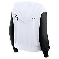 Sweat à capuche Nike blanc Michigan State Spartans pour femme, coupe courte, fermeture éclair intégrale, motif color-block et inscription Beyond Capability
