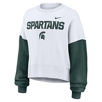 Sweat-shirt oversize à blocs de couleurs blanc pour femme des Spartans l'État du Michigan Nike