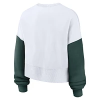 Sweat-shirt oversize à blocs de couleurs blanc pour femme des Spartans l'État du Michigan Nike