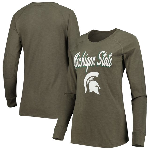 T-shirt à manches longues raglan olive Michigan State Spartans Payton pour femme