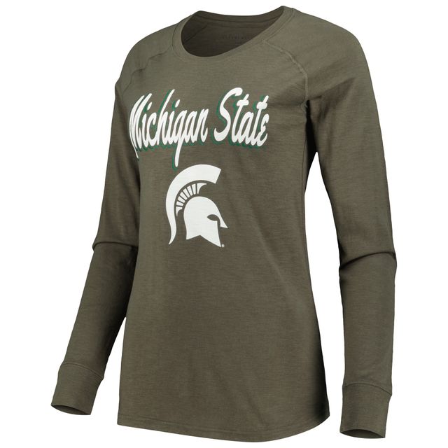 T-shirt à manches longues raglan olive Michigan State Spartans Payton pour femme