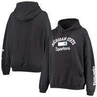 Women's Pressbox Black Michigan State Spartans Rock n Roll Super Oversized Pullover Hoodie