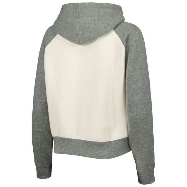 Sweat à capuche Pressbox crème/gris chiné pour femmes Michigan State Spartans Cody Tri-Bend Raglan