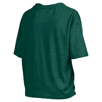 Women's Pressbox Green Michigan State Spartans Nelson Arch Over Logo Waist Length Oversized Slub T-Shirt