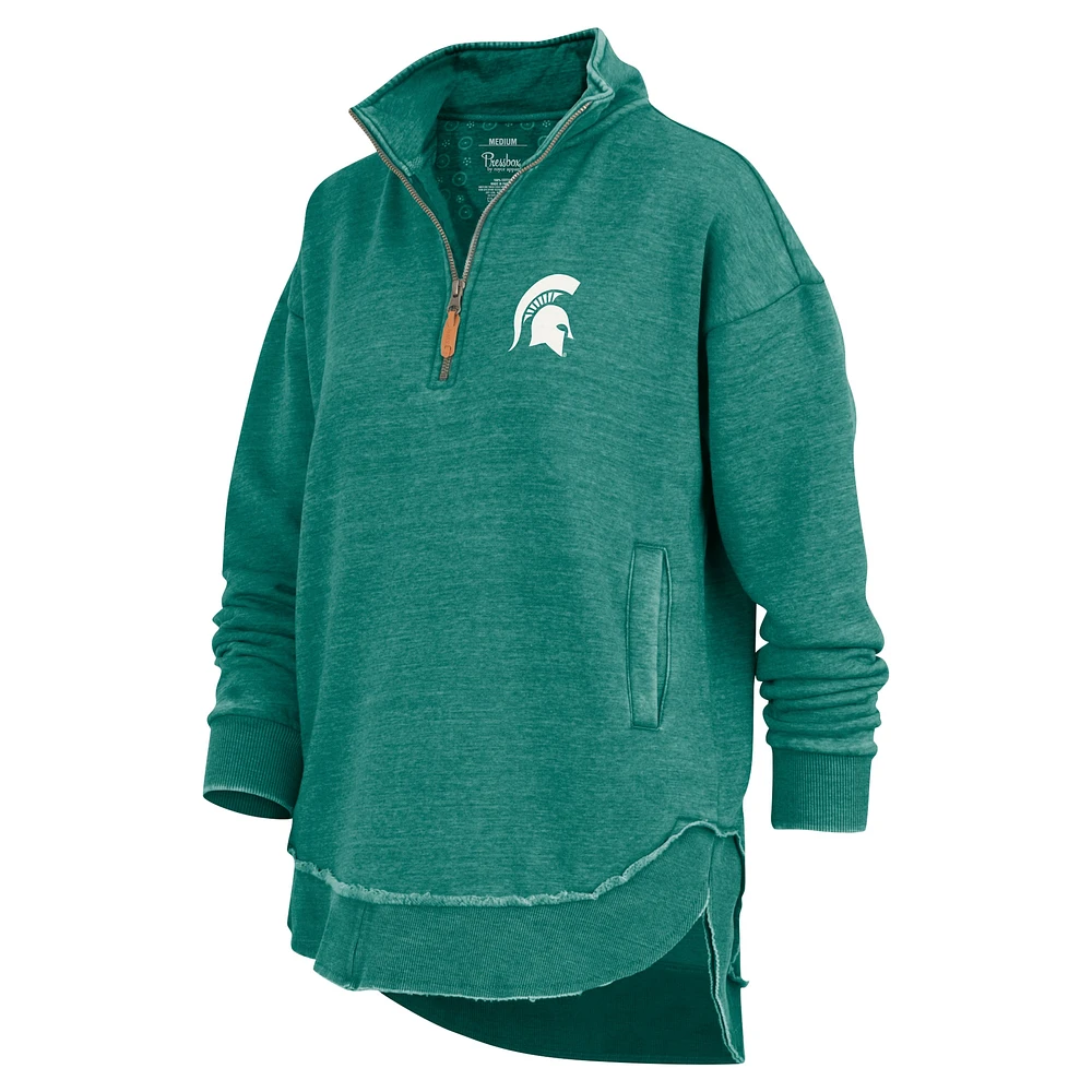 Women's Pressbox  Green Michigan State Spartans Northfork Sojourn Poncho Quarter-Zip Sweatshirt