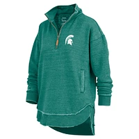 Women's Pressbox  Green Michigan State Spartans Northfork Sojourn Poncho Quarter-Zip Sweatshirt