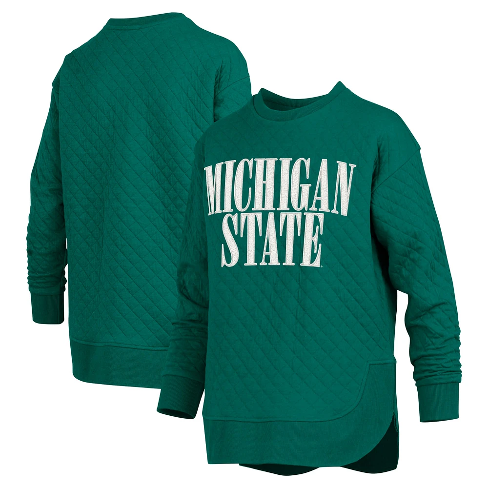 Sweat-shirt matelassé à manches longues pour femme Pressbox Green Michigan State Spartans