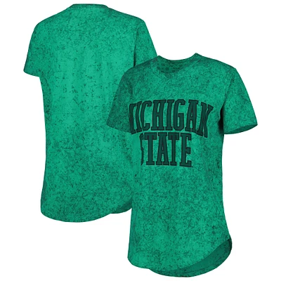 T-shirt vert délavé au soleil Pressbox pour femmes des Michigan State Spartans Southlawn