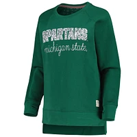 Sweat-shirt vert Pressbox pour femmes Michigan State Spartans Steamboat Animal Print Raglan