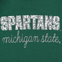 Women's Pressbox Green Michigan State Spartans Steamboat Animal Print Raglan Pullover Sweatshirt