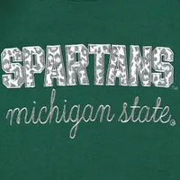 Sweat-shirt vert Pressbox pour femmes Michigan State Spartans Steamboat Animal Print Raglan