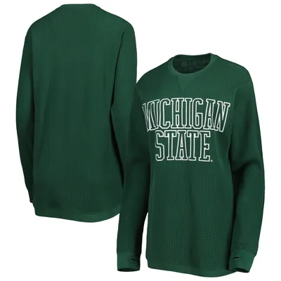 Michigan State Spartans Pressbox Women's Surf Plus Southlawn Waffle-Knit Thermal Tri-Blend Long Sleeve T-Shirt - Green