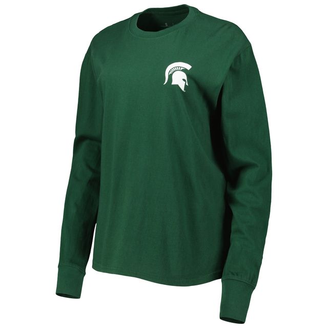 T-shirt à manches longues pour femme Pressbox Michigan State Spartans Valencia Plaid 2-Hit vert