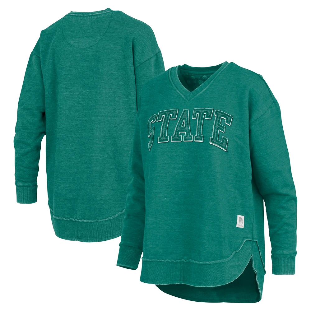 Sweat-shirt à col en V Westin Poncho pour femme Pressbox Green Michigan State Spartans