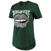 Women's Pressbox Green Michigan State Spartans Wild Lips Core T-Shirt