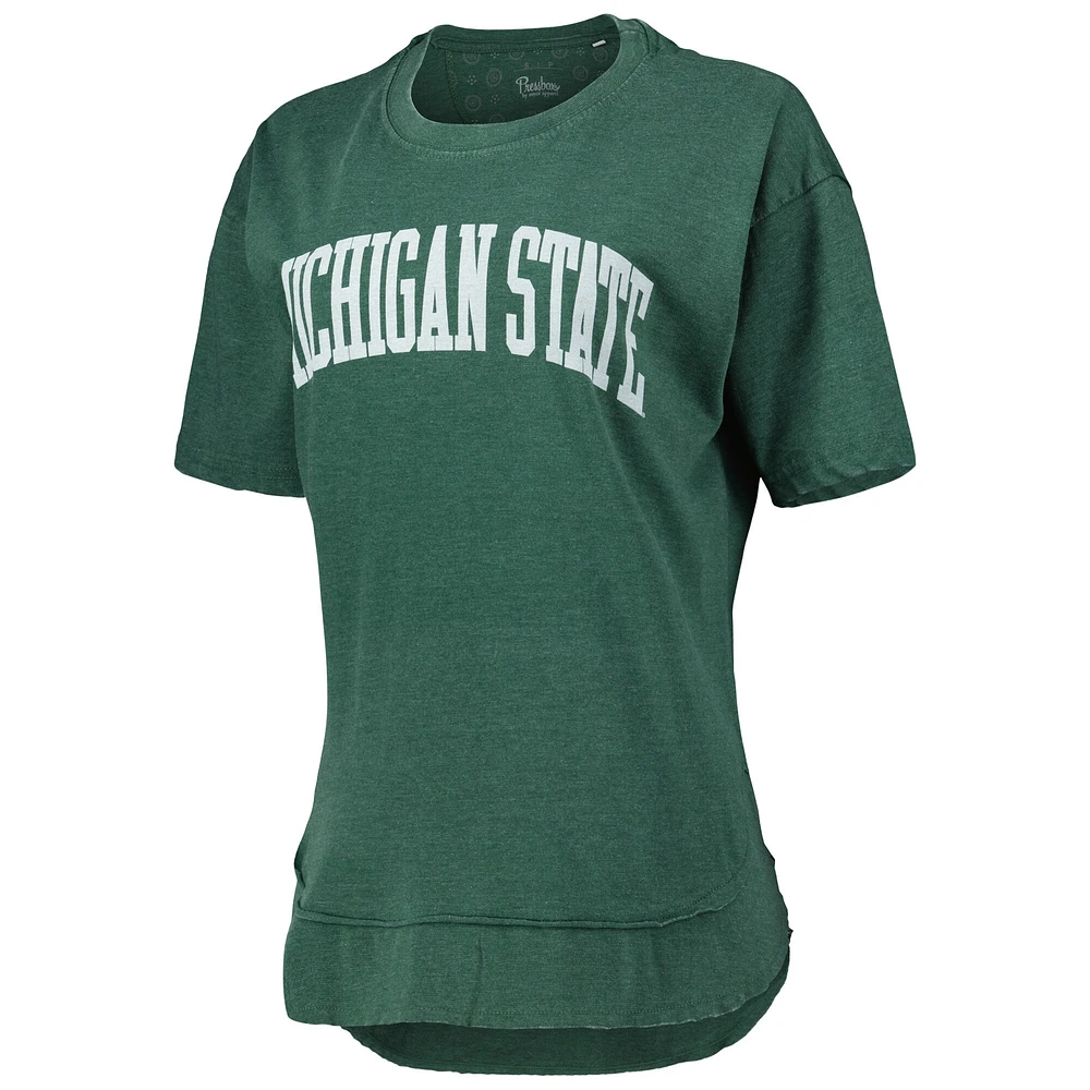 Women's Pressbox Heather Green Michigan State Spartans Arch Poncho T-Shirt