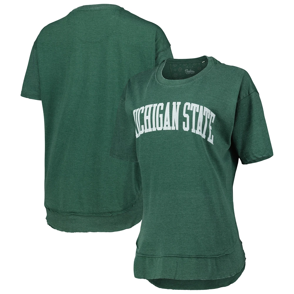 T-shirt poncho Pressbox vert chiné Michigan State Spartans Arch pour femmes