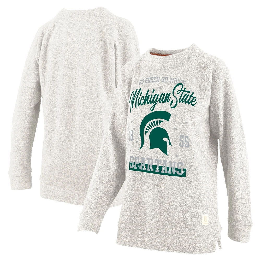 Women's Pressbox Oatmeal Michigan State Spartans Plus Comfy Cairo Terry Pullover Sweatshirt