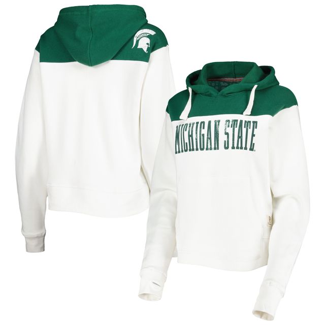 Sweat à capuche Pressbox Michigan State Spartans Chicago 2-Hit Yoke pour femme, blanc/vert