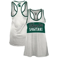 Women's Pressbox White/Green Michigan State Spartans Tracy Racerback Tank Top