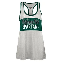Women's Pressbox White/Green Michigan State Spartans Tracy Racerback Tank Top