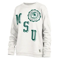 Sweat-shirt blanc Pressbox pour femmes Michigan State Spartans Shoreline Sundown