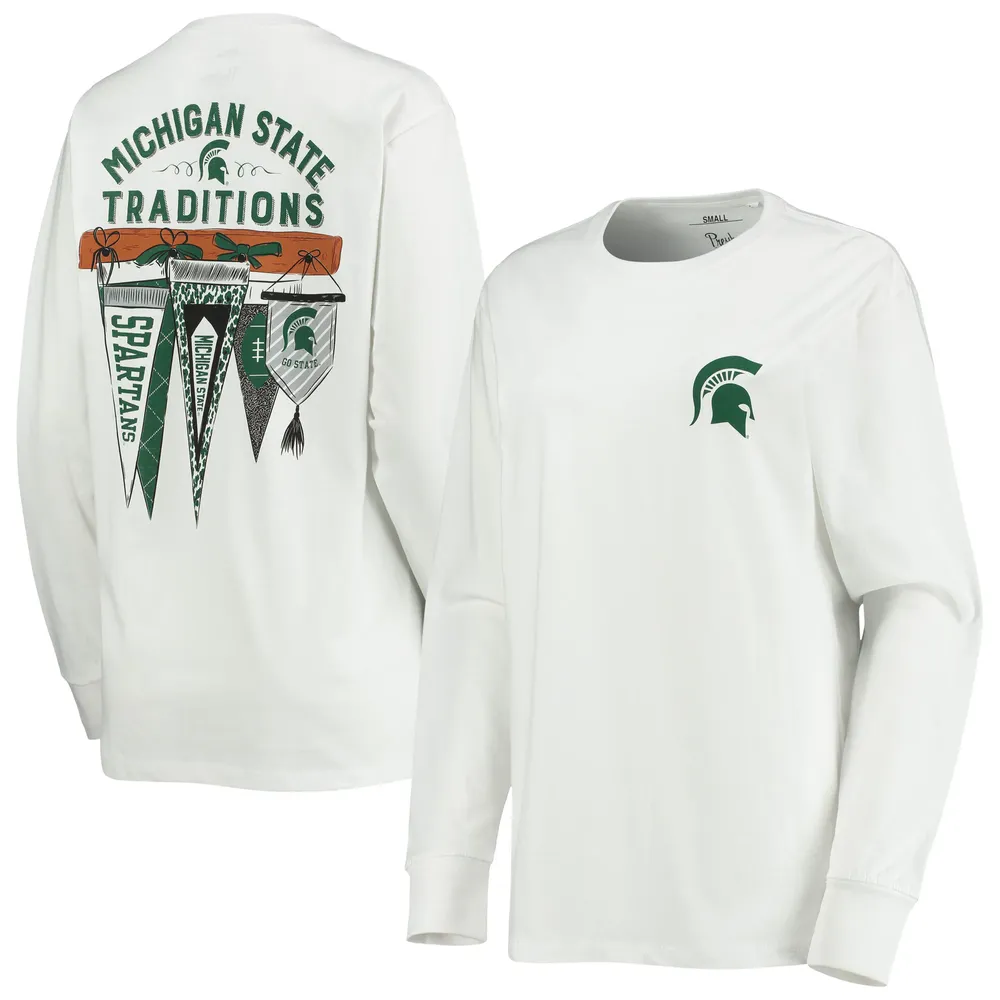 T-shirt blanc à manches longues Pressbox pour femmes Spartans Traditions Pennant