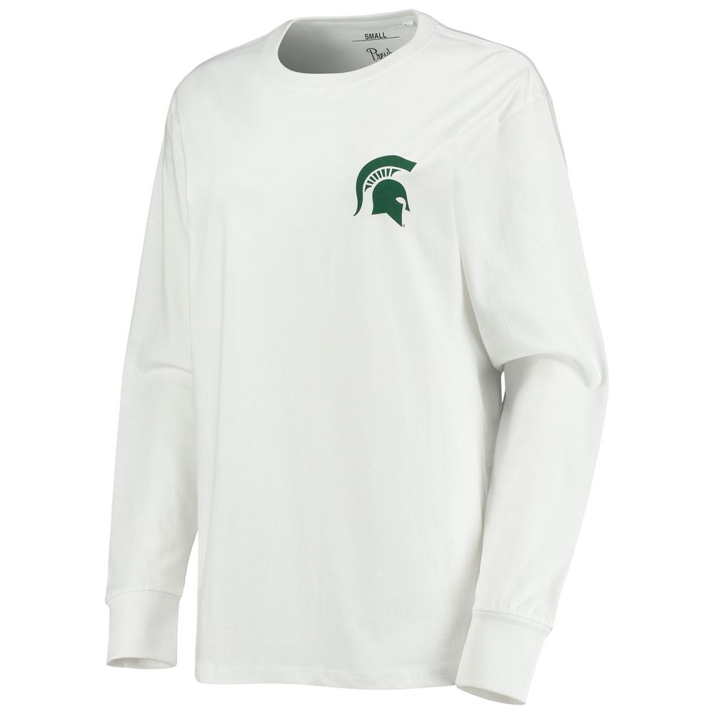 Women's Pressbox White Michigan State Spartans Traditions Pennant Long Sleeve T-Shirt