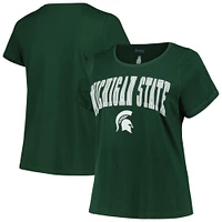 Women's Profile Green Michigan State Spartans Plus Arch Over Logo Scoop Neck T-Shirt