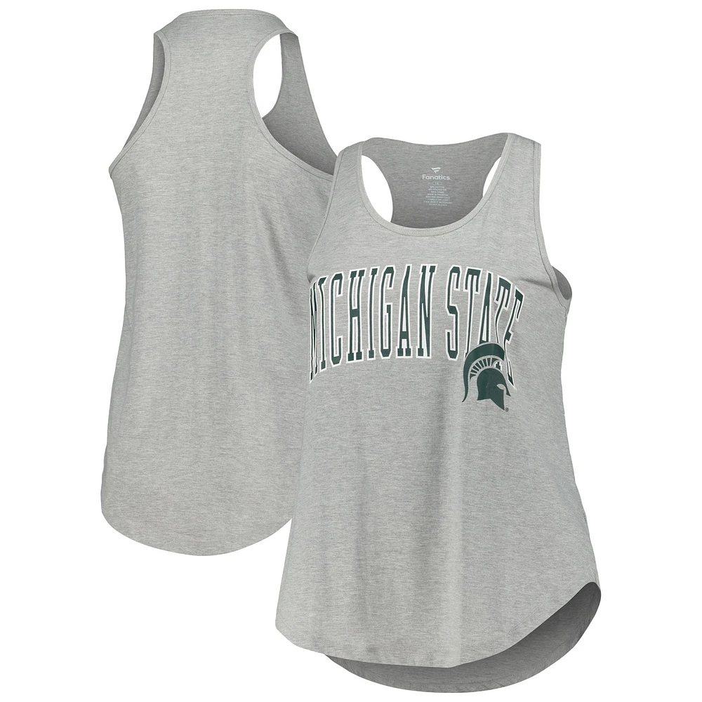 Profil pour femme Gris chiné Michigan State Spartans Arch Logo Débardeur dos nageur à encolure dégagée