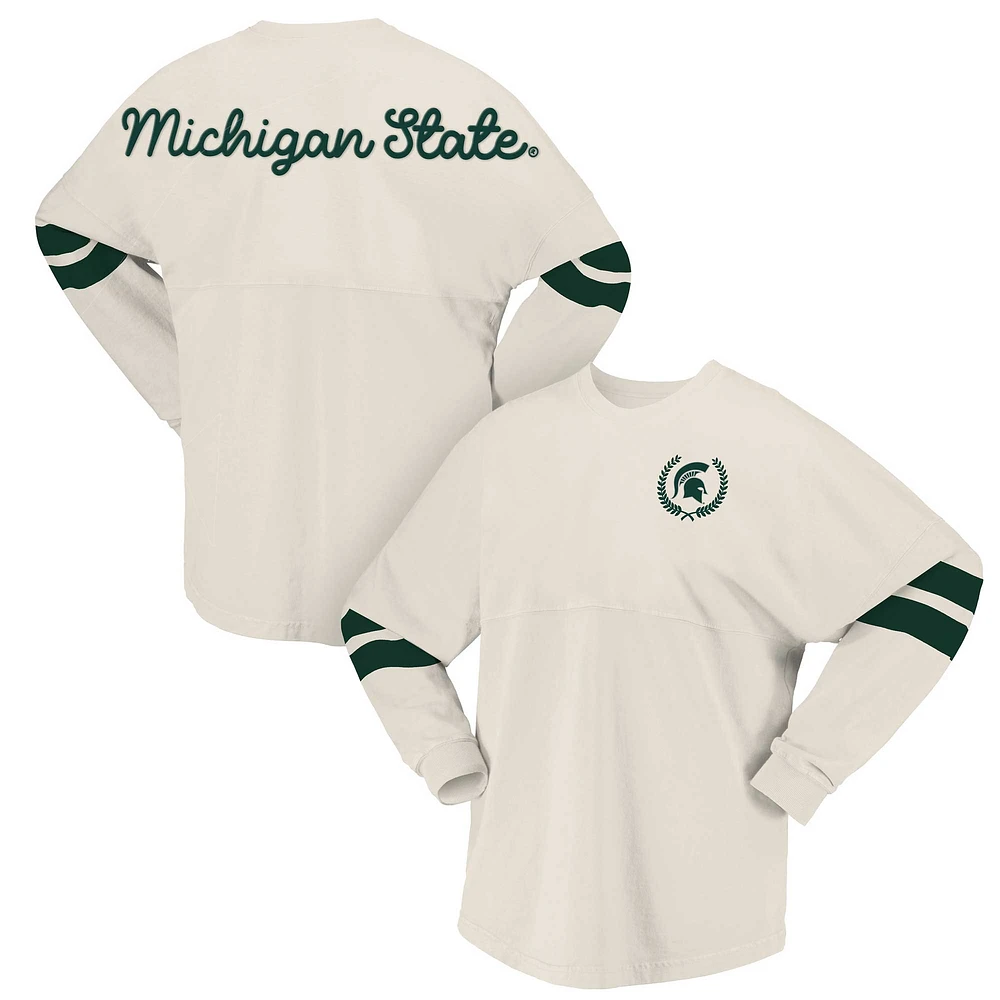 T-shirt surdimensionné crème pour femmes Spirit Jersey Michigan State Spartans