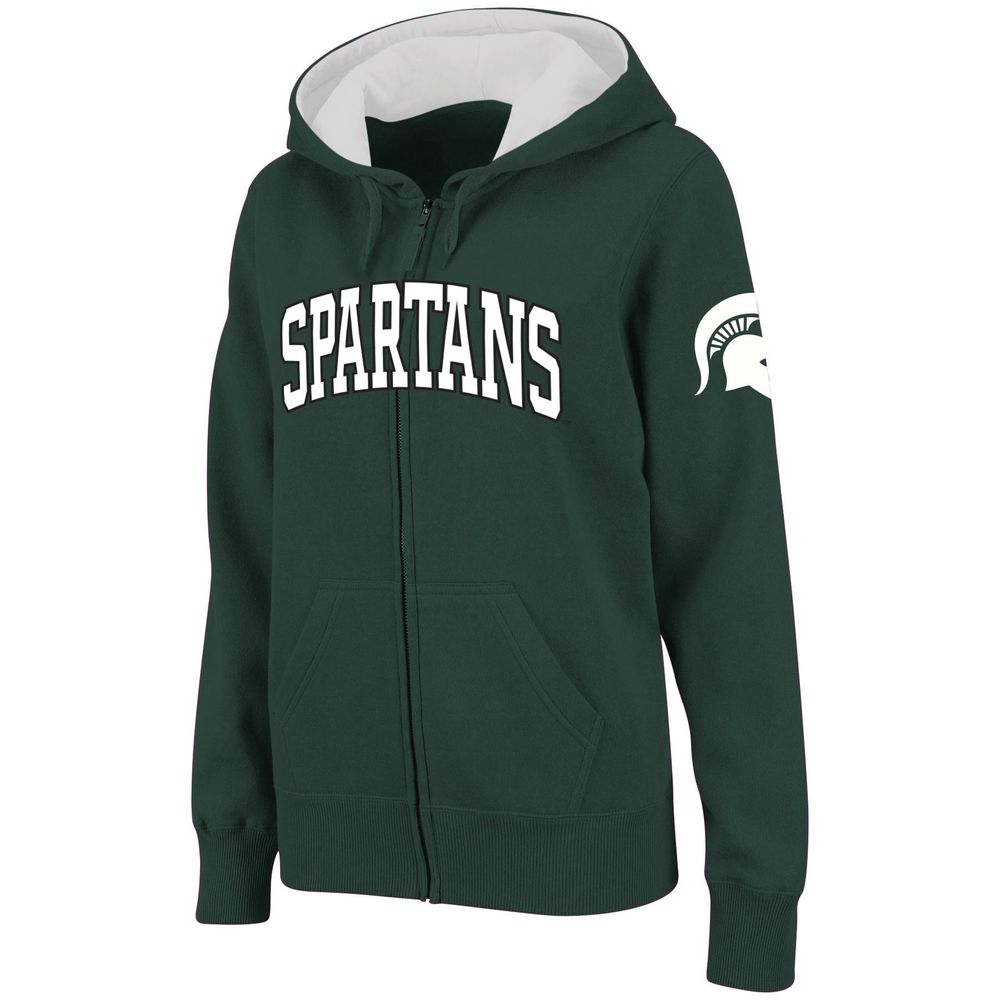 Women's Stadium Athletic Michigan State Spartans Arched Name Full-Zip Hoodie