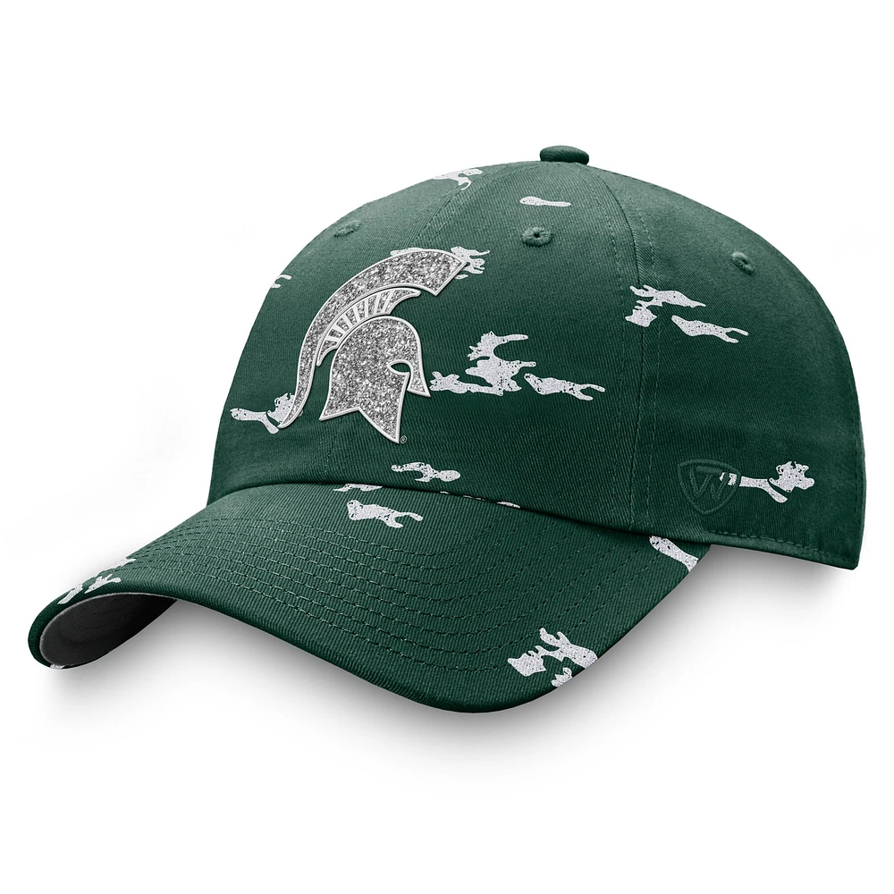 Casquette ajustable verte OHT pour femme Top of the World Michigan State Spartans avec appréciation militaire Betty