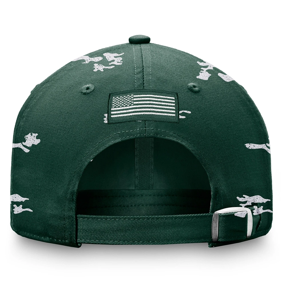 Casquette ajustable verte OHT pour femme Top of the World Michigan State Spartans avec appréciation militaire Betty