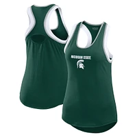 Women's WEAR by Erin Andrews Green Michigan State Spartans Open Hole Razorback Tank Top