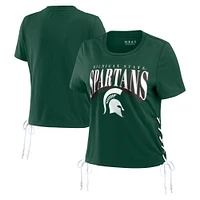 WEAR by Erin Andrews T-shirt court modeste à lacets sur le côté des Michigan State Spartans pour femmes