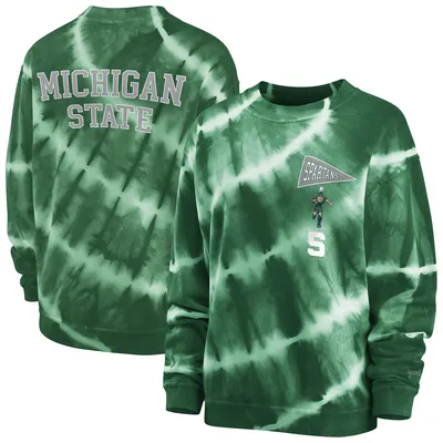 Michigan State Spartans WEAR by Erin Andrews Women's Tie-Dye Crewneck Sweatshirt - Green